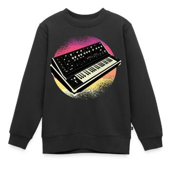 Synthétiseur Analogique Vintage Vintage Retrowave - Sweat Premium enfant bio - noir - Devant - AI Model Kid Female (0cm)
