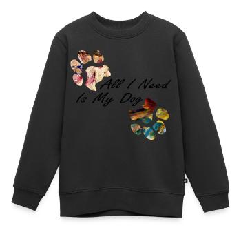 Empreintes de pattes pattes pattes chien chien - Sweat Premium enfant bio - noir - Devant - AI Model Kid Female (0cm)