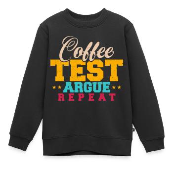 TESTEUR QA - Café, Test, Argument, Répéter - Sweat Premium enfant bio - noir - Devant - AI Model Kid Female (0cm)