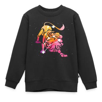 Lion Signe astrologique Horoscope Astrologie - Sweat Premium enfant bio - noir - Devant - AI Model Kid Female (0cm)