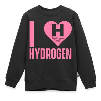 J’adore les dictons hydrogène carburant hydrogène - Sweat Premium enfant bio - noir - Devant - AI Model Kid Female (0cm)