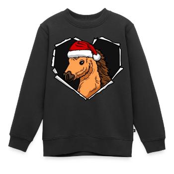 Bouchon perforé déchiré par une fissure de poney - Sweat Premium enfant bio - noir - Devant - AI Model Kid Female (0cm)