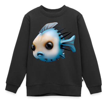 Petit gros poisson - Sweat Premium enfant bio - noir - Devant - AI Model Kid Female (0cm)