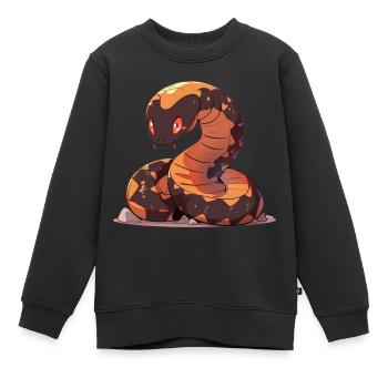 Cobra royal - Sweat Premium enfant bio - noir - Devant - AI Model Kid Female (0cm)