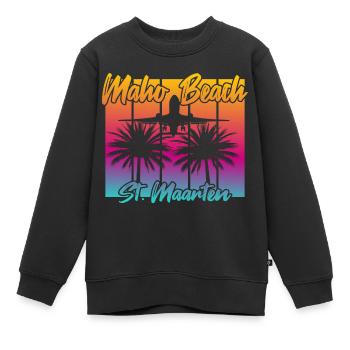 Flugzeuglandungen am Maho Beach - Kinder Premium Organic Sweatshirt - Schwarz - Vorne - AI Model Kid Female (0cm)