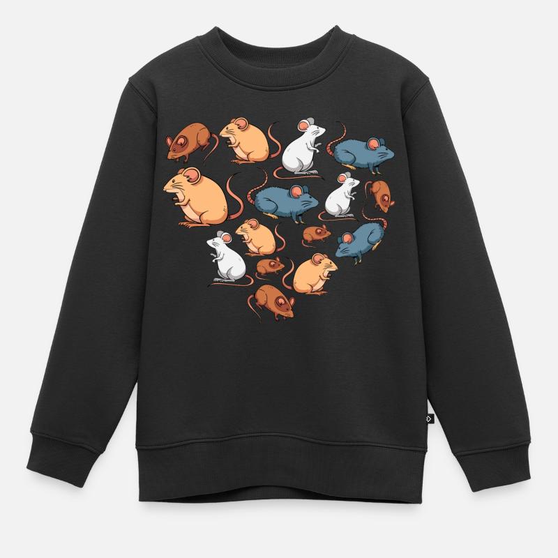 Herz Mäuse Maus - Kinder Premium Organic Sweatshirt - Schwarz
