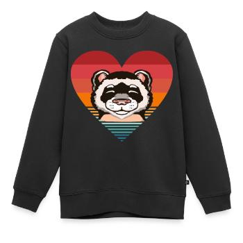 Ferret Fans Vintage Heart Cute Men Retro - Kinder Premium Organic Sweatshirt - Schwarz - Vorne - AI Model Kid Female (0cm)