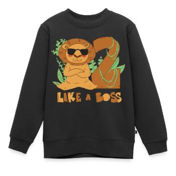 Löwenshirt - Kinder Premium Organic Sweatshirt - Schwarz - Vorne - AI Model Kid Female (0cm)