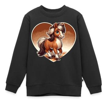 Pferd mit Herz in Comicstyle - Kinder Premium Organic Sweatshirt - Schwarz - Vorne - AI Model Kid Female (0cm)
