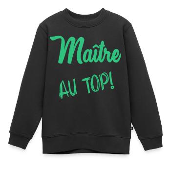 MAÎTRE. MERCI. MERCI MAÎTRE. MAITRE. CADEAU MAÎTRE - Sweat Premium enfant bio - noir - Devant - AI Model Kid Female (0cm)