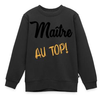 MAÎTRE. MAITRE. MERCI. MERCI MAÎTRE - Sweat Premium enfant bio - noir - Devant - AI Model Kid Female (0cm)