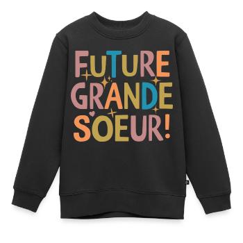 Future Big Sister, Pregnancy Announcement - Kids Premium Organic Sweatshirt - black - Front - AI Model Kid Female (0cm)