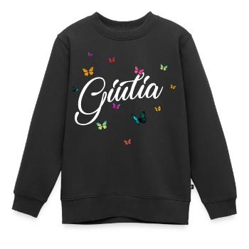 GIULIA - Mädchen Name mit bunten Schmetterlingen - Kinder Premium Organic Sweatshirt - Schwarz - Vorne - AI Model Kid Female (0cm)