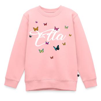 ELLA - Mädchen Name mit bunten Schmetterlingen - Kinder Premium Organic Sweatshirt - Rosa - Vorne - AI Model Kid Female (0cm)