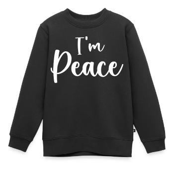 Ich komme in Frieden Ich bin Frieden Lustiges Paar - Kinder Premium Organic Sweatshirt - Schwarz - Vorne - AI Model Kid Female (0cm)