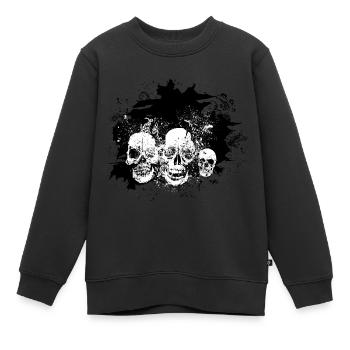 tete de mort fantaisie skull crane pirate - Sweat Premium enfant bio - noir - Devant - AI Model Kid Female (0cm)