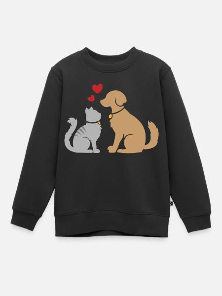 Chat et chien - Chat et chien - Chat et chien - Sweat Premium enfant bio - noir