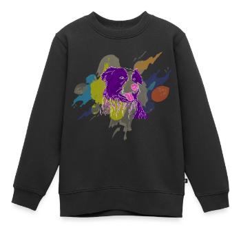 Hund Hund Buntes Tier Lieblich schön - Kinder Premium Organic Sweatshirt - Schwarz - Vorne - AI Model Kid Female (0cm)