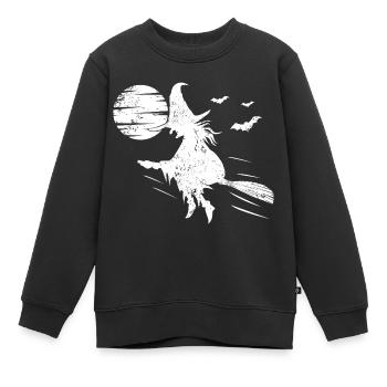Sorcière avec la pleine lune baignée de la sorcière - Sweat Premium enfant bio - noir - Devant - AI Model Kid Female (0cm)