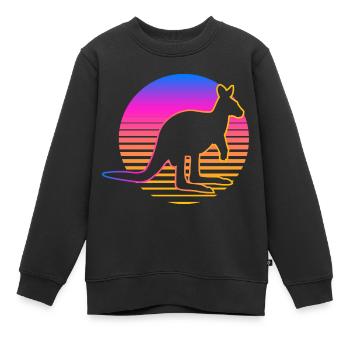 Känguru Retro Känguru Australien Beuteltier - Kinder Premium Organic Sweatshirt - Schwarz - Vorne - AI Model Kid Female (0cm)
