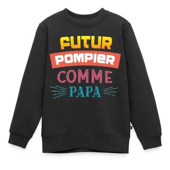 Futur pompier comme papa - Sweat Premium enfant bio - noir - Devant - AI Model Kid Female (0cm)