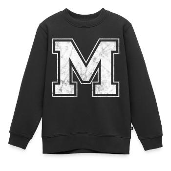 Buchstabe M - Kinder Premium Organic Sweatshirt - Schwarz - Vorne - AI Model Kid Female (0cm)