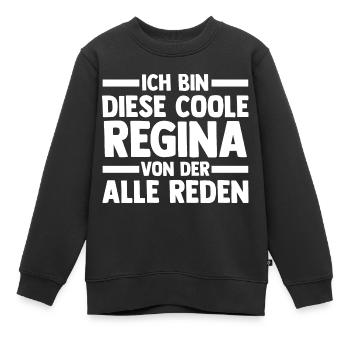 Vorname Regina - Kinder Premium Organic Sweatshirt - Schwarz - Vorne - AI Model Kid Female (0cm)