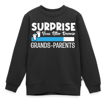 annonce grossesse grands parents. devenir grands. - Sweat Premium enfant bio - noir - Devant - AI Model Kid Female (0cm)