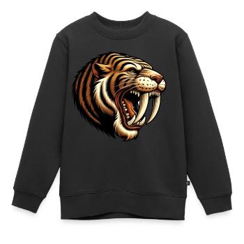 Säbelzahntiger Smilodon Eiszeit Raubtier Großkatze - Kinder Premium Organic Sweatshirt - Schwarz - Vorne - AI Model Kid Female (0cm)