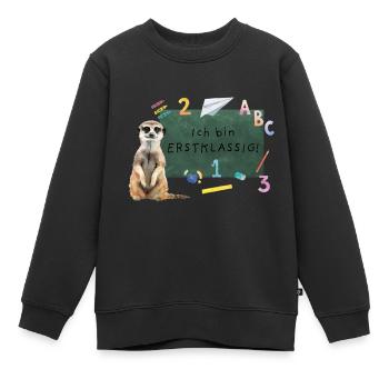 Erdmännchen Einschulung - Kinder Premium Organic Sweatshirt - Schwarz - Vorne - AI Model Kid Female (0cm)