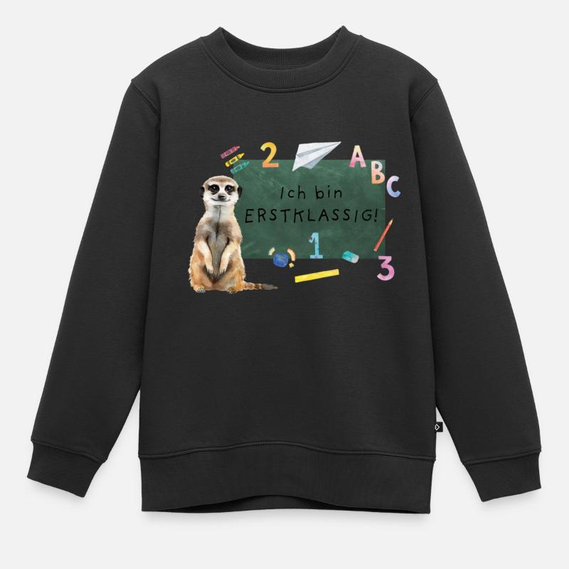 Erdmännchen Einschulung - Kinder Premium Organic Sweatshirt - Schwarz