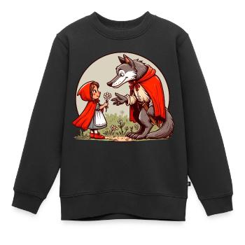 Petit Chaperon Rouge Conte de fées Loup Personnage de conte de fées mignon - Sweat Premium enfant bio - noir - Devant - AI Model Kid Female (0cm)