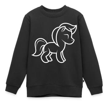 Pony - Kinder Premium Organic Sweatshirt - Schwarz - Vorne - AI Model Kid Female (0cm)