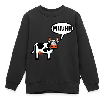 Kuh Hallo Morgen Hello Guten Tag Servus Moin - Kinder Premium Organic Sweatshirt - Schwarz - Vorne - AI Model Kid Female (0cm)