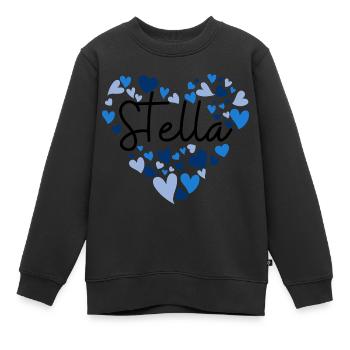 J’adore les cœurs Stella en bleu - Sweat Premium enfant bio - noir - Devant - AI Model Kid Female (0cm)