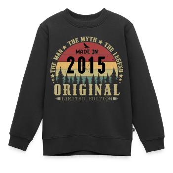 2015 Vintage Born 2015 Vintage Birthday Gift - Kids Premium Organic Sweatshirt - black - Front - AI Model Kid Female (0cm)