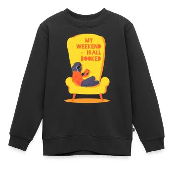 My weekend is all booked - Kinder Premium Organic Sweatshirt - Schwarz - Vorne - AI Model Kid Female (0cm)