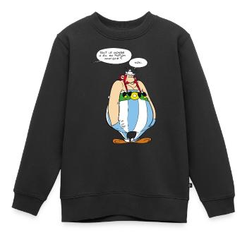 Asterix & Obelix - Obelix boudeur - Sweat Premium enfant bio - noir - Devant - AI Model Kid Female (0cm)