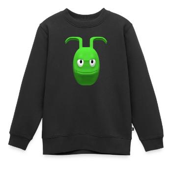 Fröhlicher grüner Alien mit Antennen - Kinder Premium Organic Sweatshirt - Schwarz - Vorne - AI Model Kid Female (0cm)