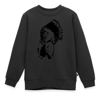 chef indien tattoo usa american natvive sioux - Sweat Premium enfant bio - noir - Devant - AI Model Kid Female (0cm)