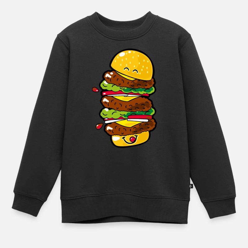 Smiley Big Burger - Sweat Premium enfant bio - noir