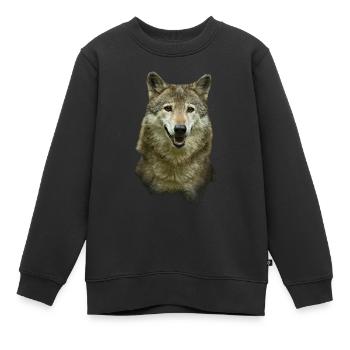 Wolf - Kinder Premium Organic Sweatshirt - Schwarz - Vorne - AI Model Kid Female (0cm)