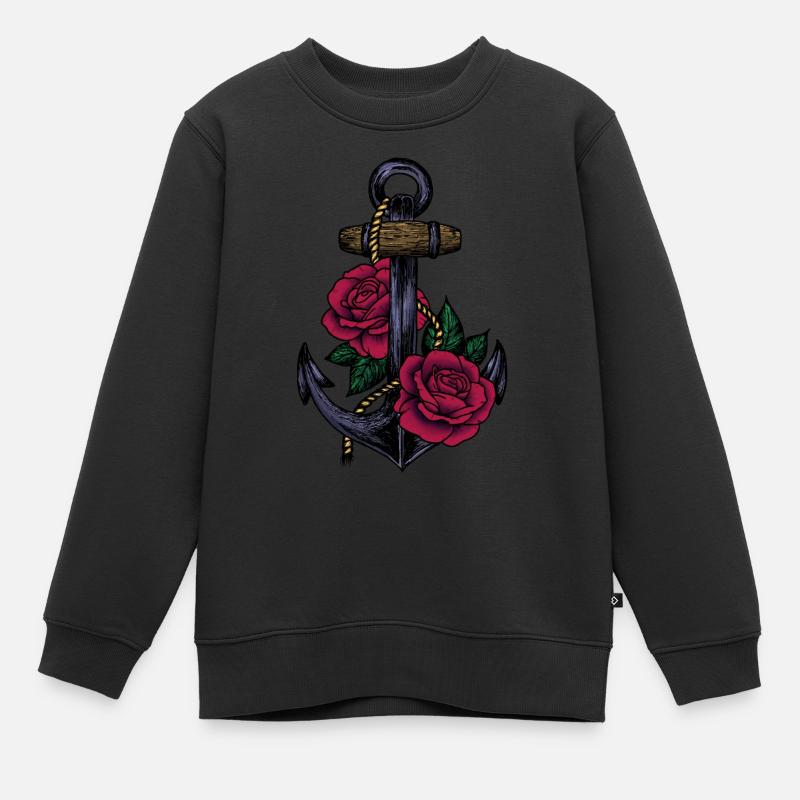 Anker und Rosen - Kinder Premium Organic Sweatshirt - Schwarz