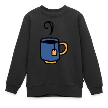 Tasse avec sachet de thé - Sweat Premium enfant bio - noir - Devant - AI Model Kid Female (0cm)