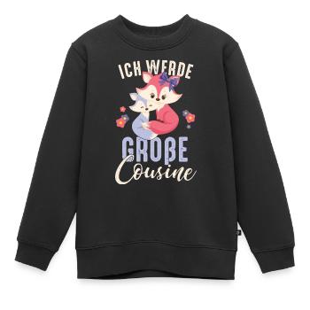 Große Cousine - Schwangerschaft Baby Füchse - Kinder Premium Organic Sweatshirt - Schwarz - Vorne - AI Model Kid Female (0cm)