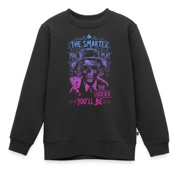 poker - Sweat Premium enfant bio - noir - Devant - AI Model Kid Female (0cm)