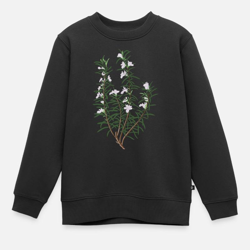 Romarin fleuri - Sweat Premium enfant bio - noir