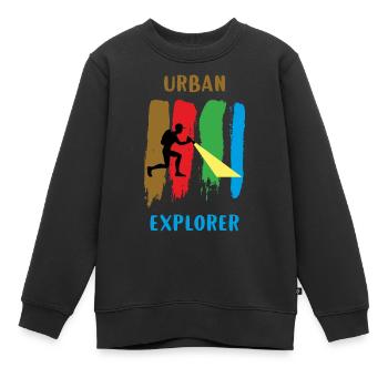 Urban Explorer - Urbex - Sweat Premium enfant bio - noir - Devant - AI Model Kid Female (0cm)