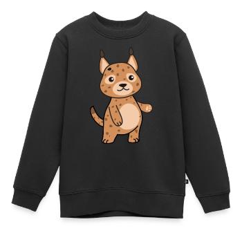 Luchs - Kinder Premium Organic Sweatshirt - Schwarz - Vorne - AI Model Kid Female (0cm)