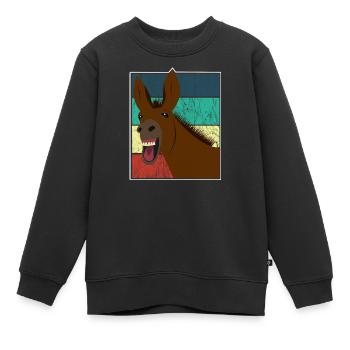 Maultier Muli Esel Pferd Vintage Geschenk - Kinder Premium Organic Sweatshirt - Schwarz - Vorne - AI Model Kid Female (0cm)